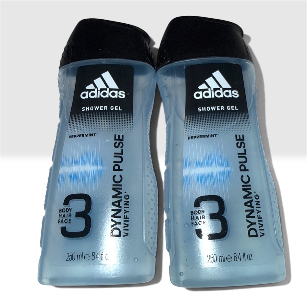 NEW! Adidas- 3-in-1 Dynamic Pulse Vivifying Shower Gel- Peppermint- Lot of 2